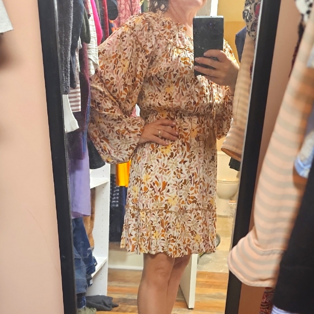 Floral Print Dress with Balloon Sleeves Promesa Size Small